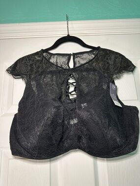 Lane Bryant Black Lace Capped Sleeve Bra